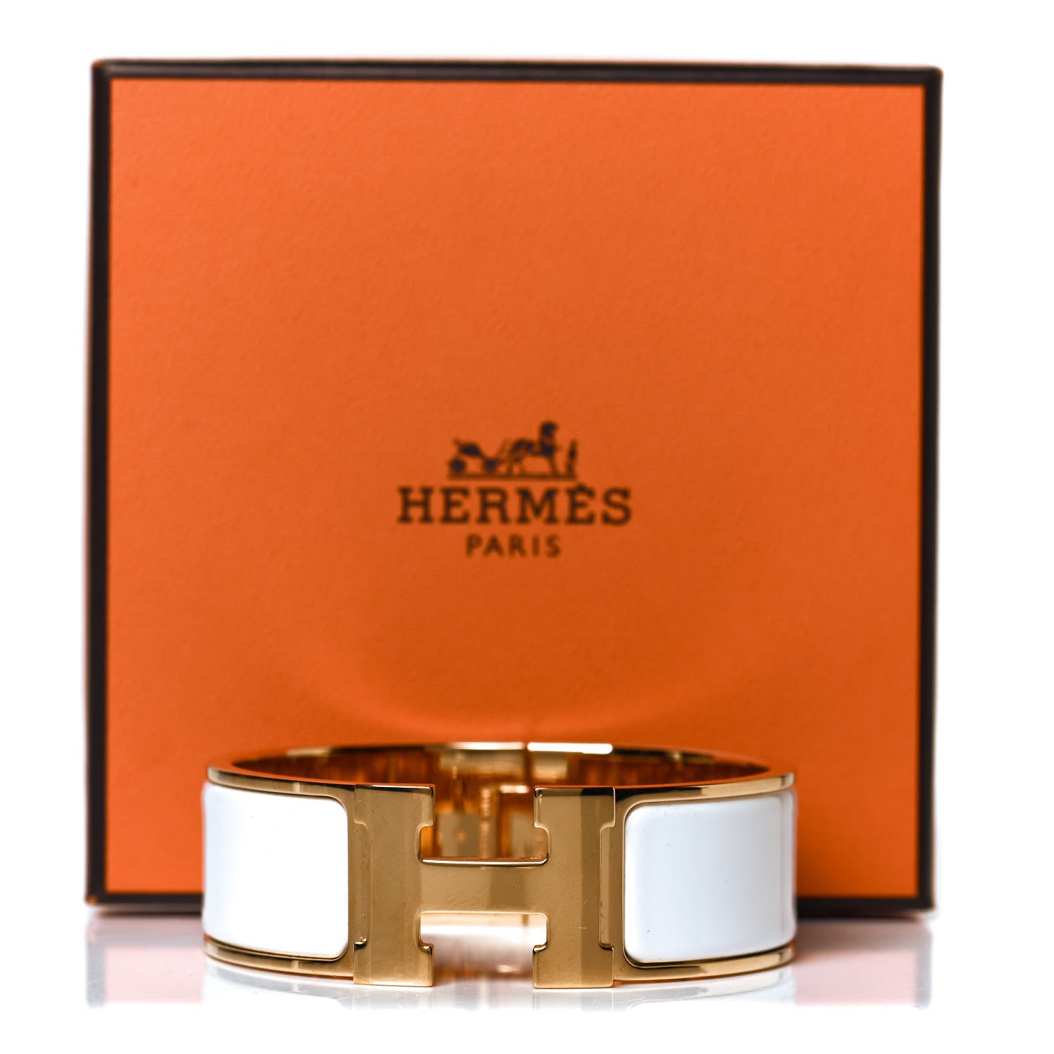 Hermes Enamel Wide Clic Clac H Bracelet GM White 4 of 4