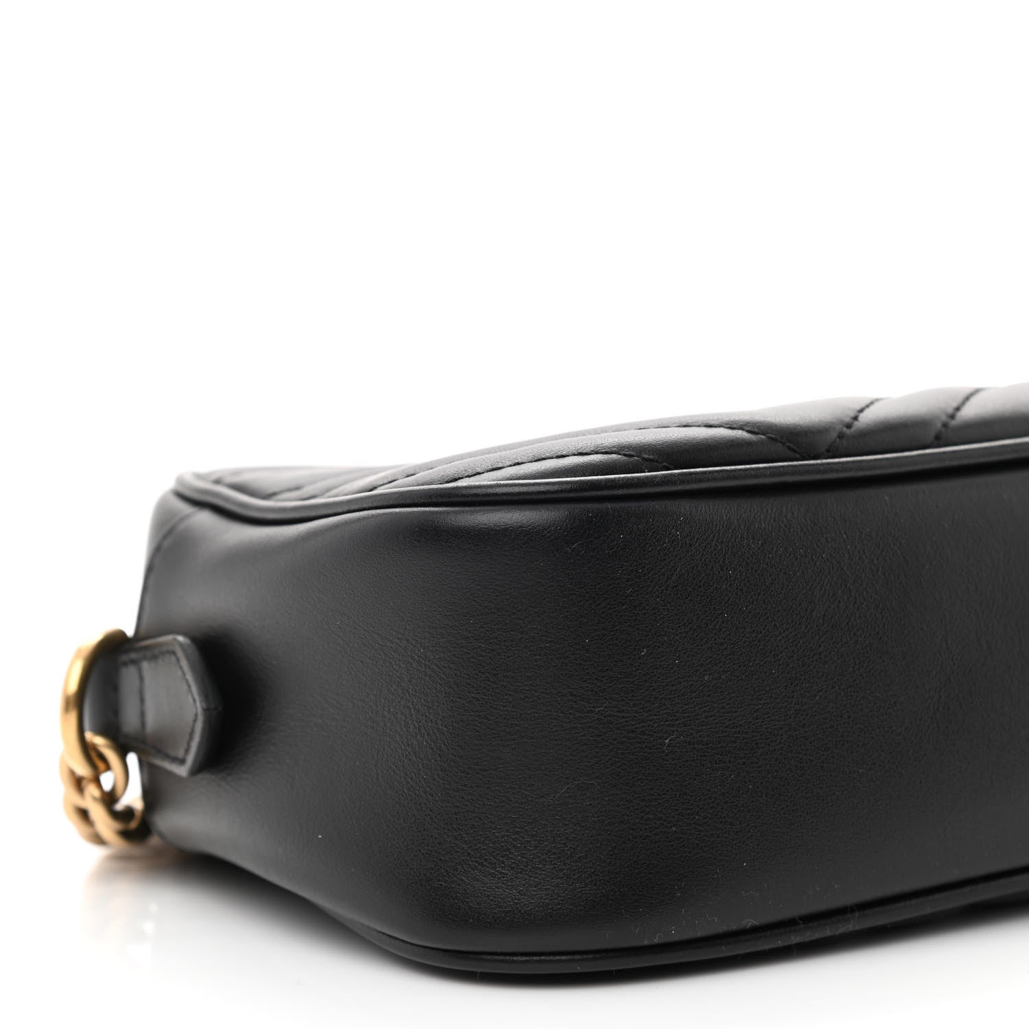 Gucci Calfskin Matelasse Small GG Marmont Chain Shoulder Bag Black 9 of 10