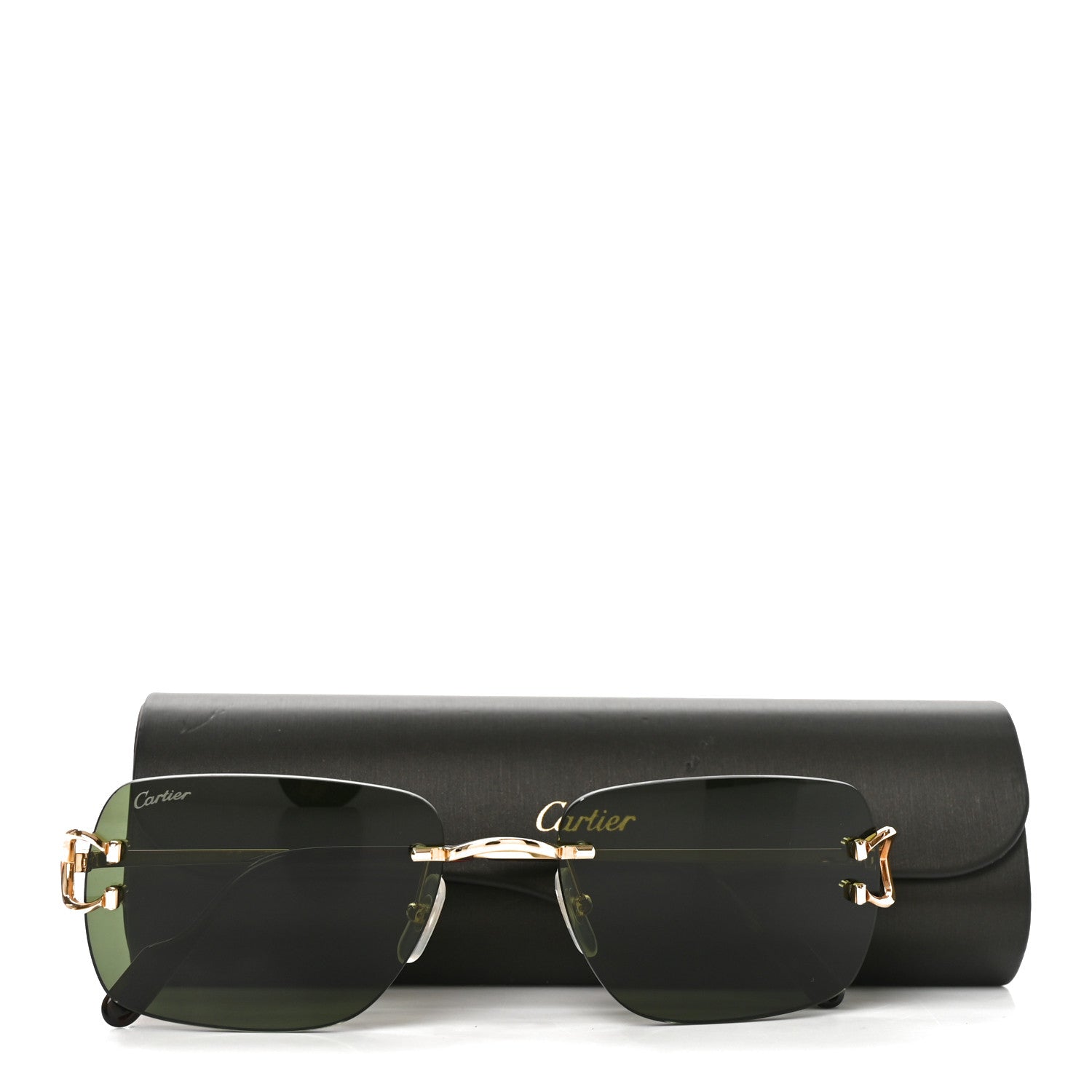 Cartier Metal Rimless C Decor Sunglasses CT0330S Gold Green 7 of 7
