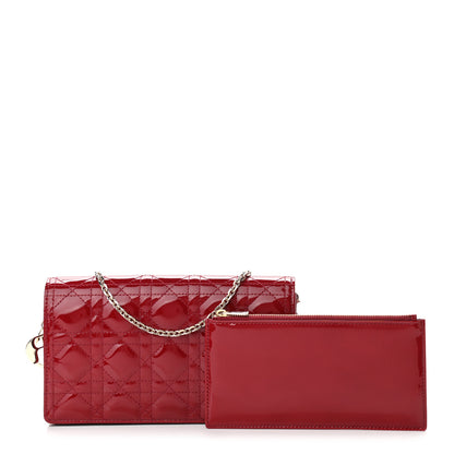 Christian Dior Patent Cannage Lady Dior Clutch Rouge Ceris 1 of 12