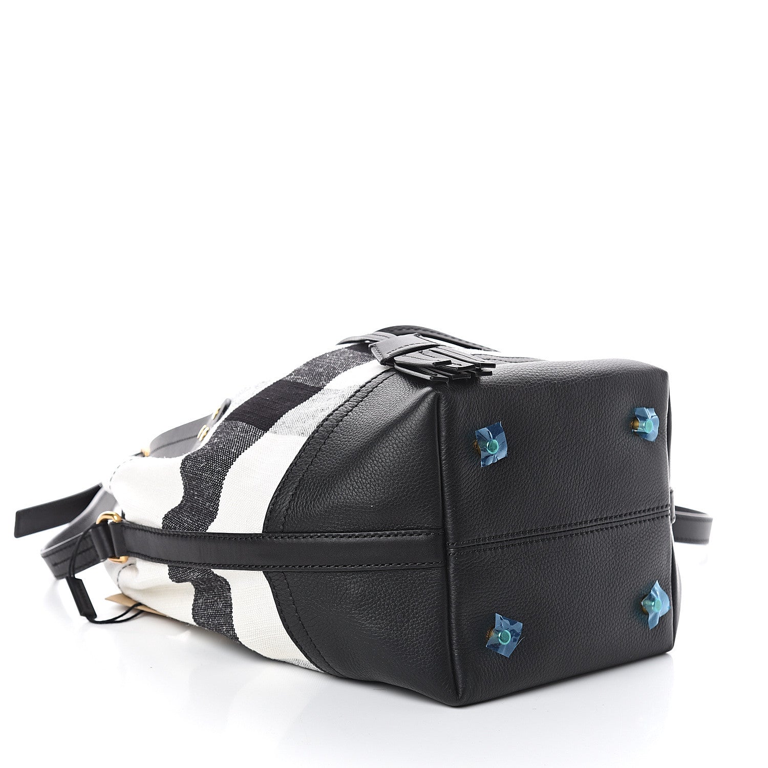 Burberry Grainy Calfskin House Check Canvas Small Heston Crossbody White Black 3 of 8