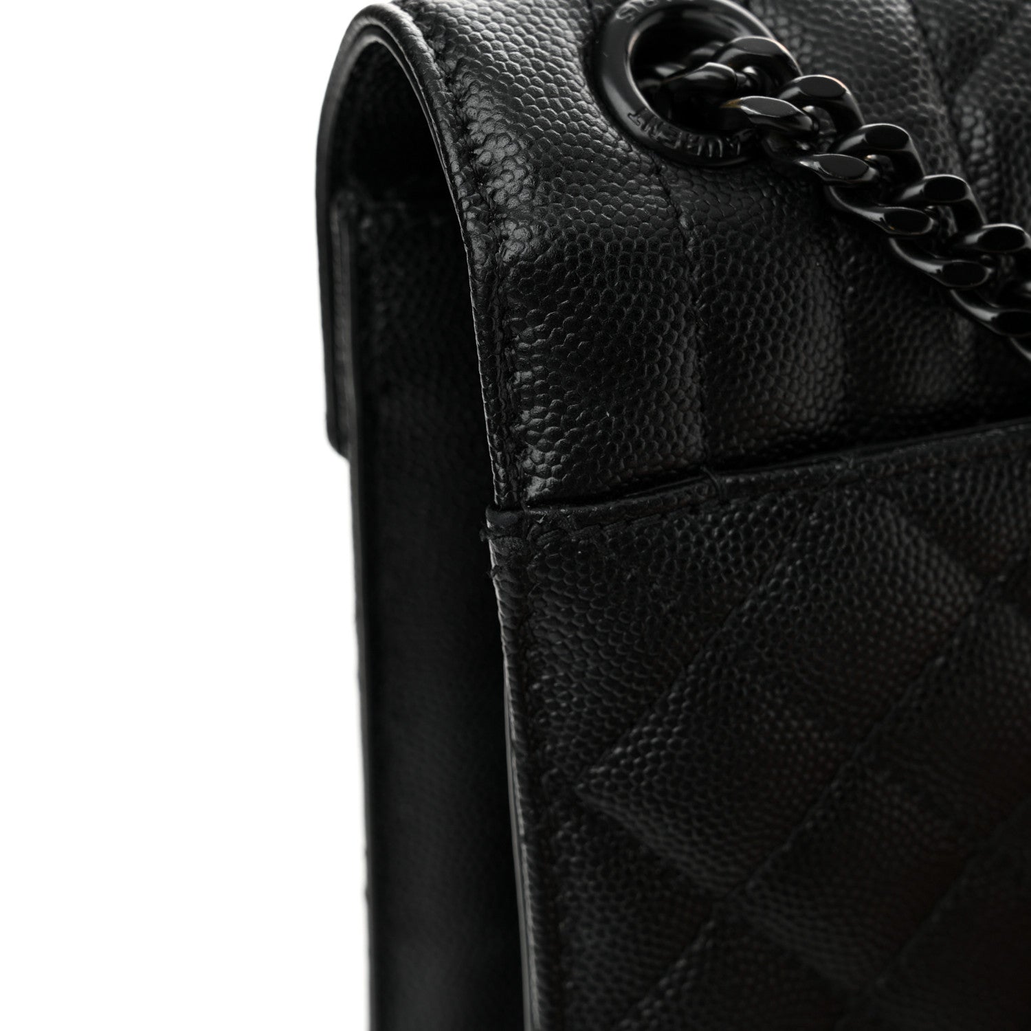 Saint Laurent Grain De Poudre Textured Mixed Matelasse Triquilt Medium Monogram Monochrome Satchel Black 12 of 14