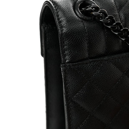 Saint Laurent Grain De Poudre Textured Mixed Matelasse Triquilt Medium Monogram Monochrome Satchel Black 12 of 14