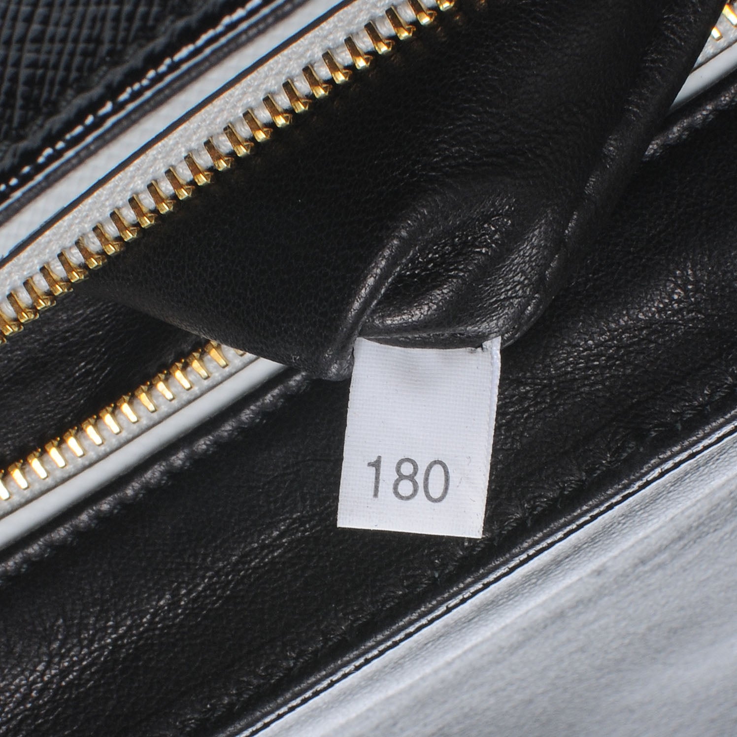 Prada Saffiano Vernice Chain Shoulder Bag Black White 7 of 7