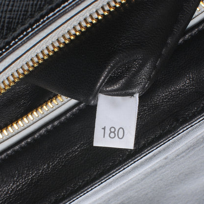 Prada Saffiano Vernice Chain Shoulder Bag Black White 7 of 7