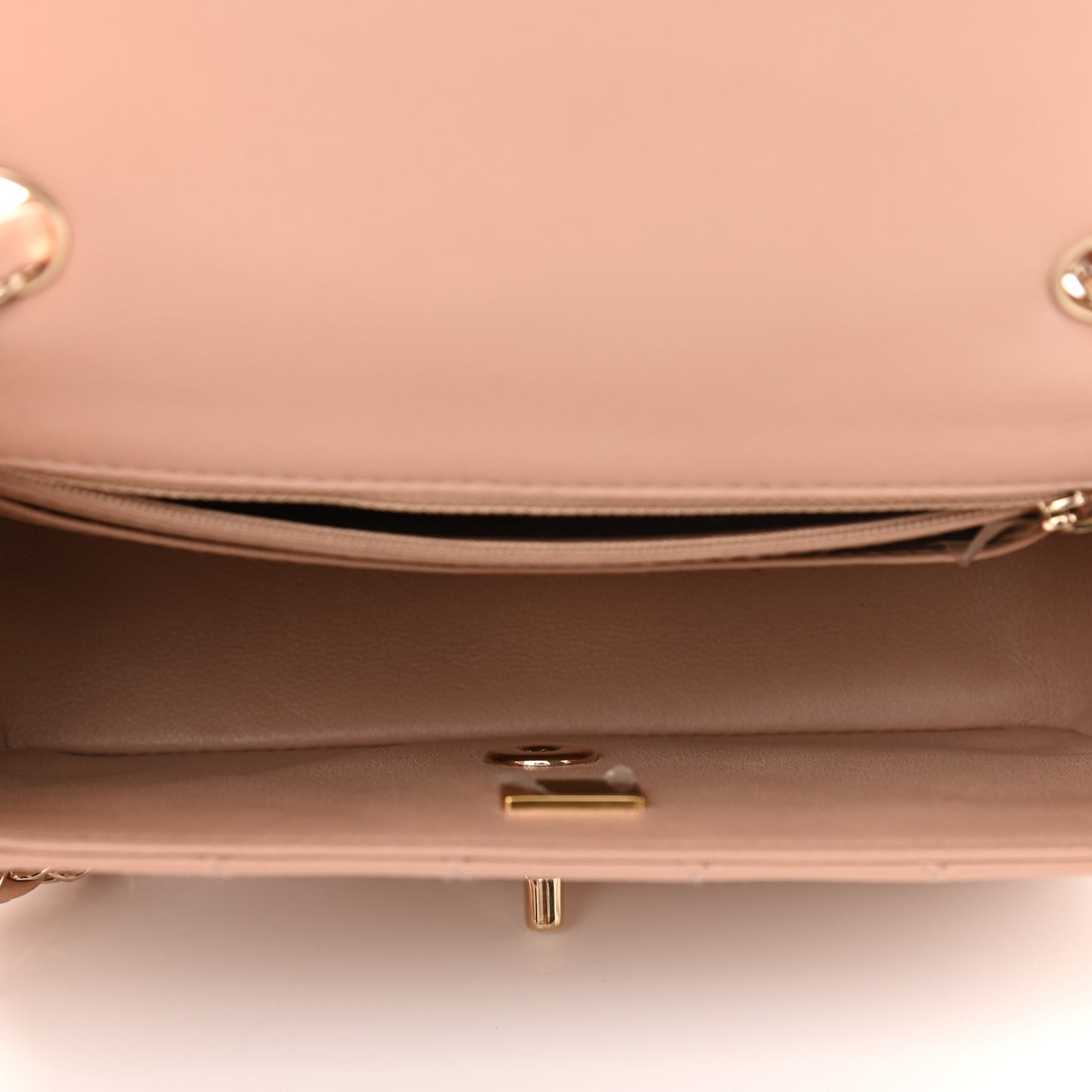 Lambskin Quilted Mini Rectangular Flap Beige