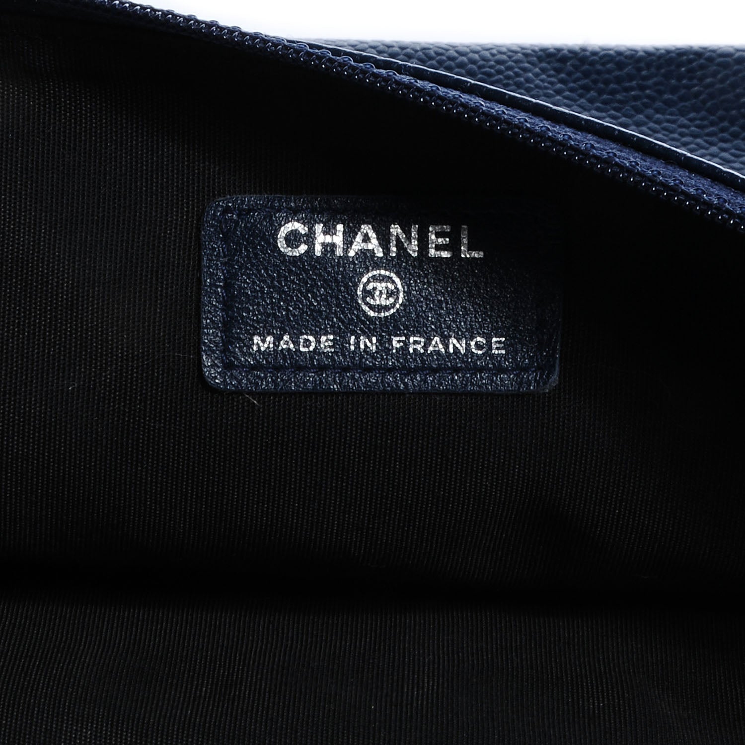 Chanel Caviar CC Flat Cosmetic Pouch Navy Blue 6 of 8