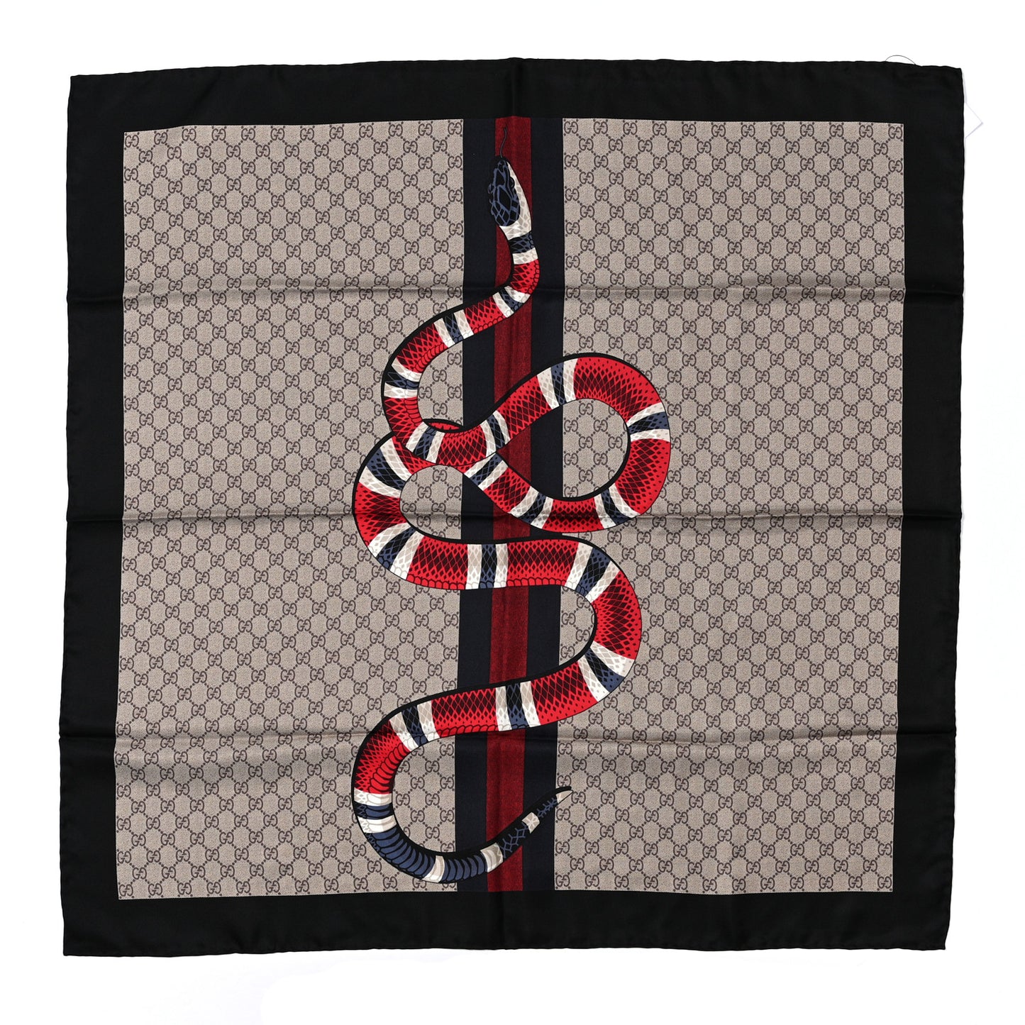 Silk Monogram Kingsnake Square Scarf Black Multicolor