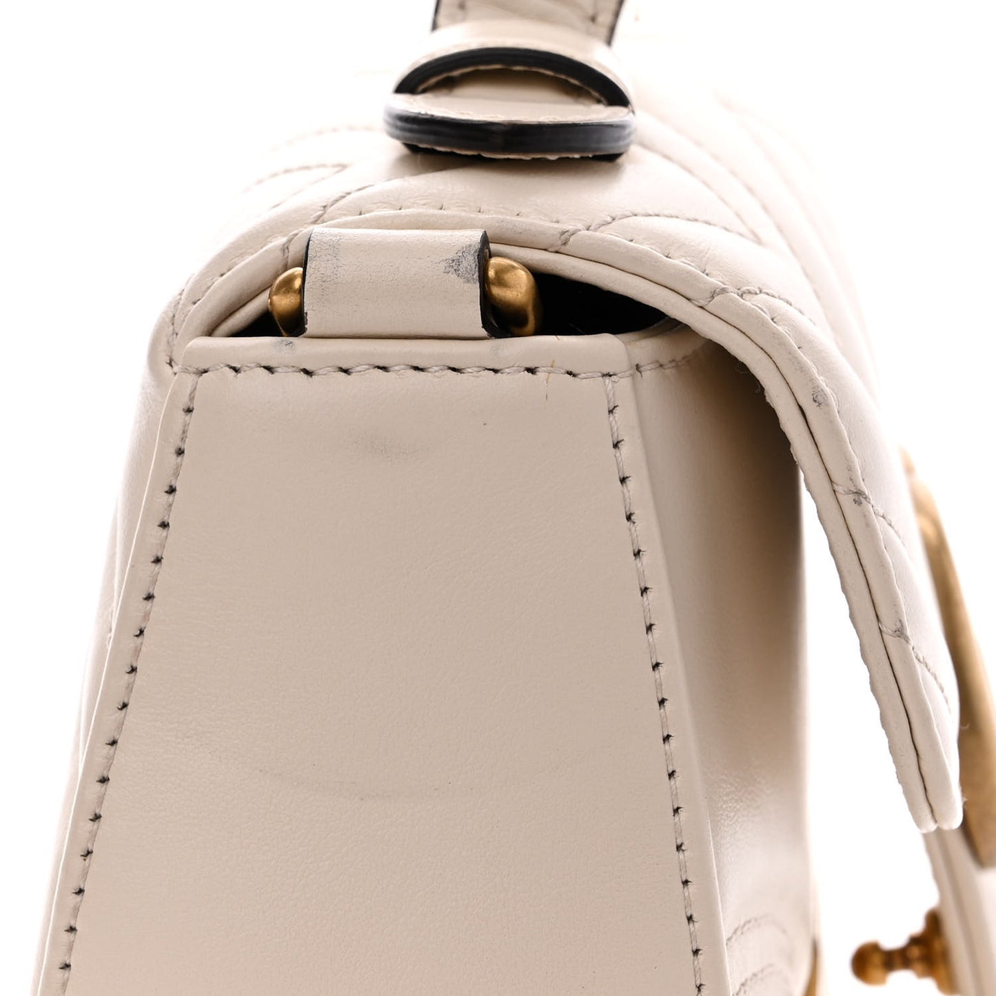 Calfskin Matelasse Mini GG Marmont Top Handle Shoulder Bag White
