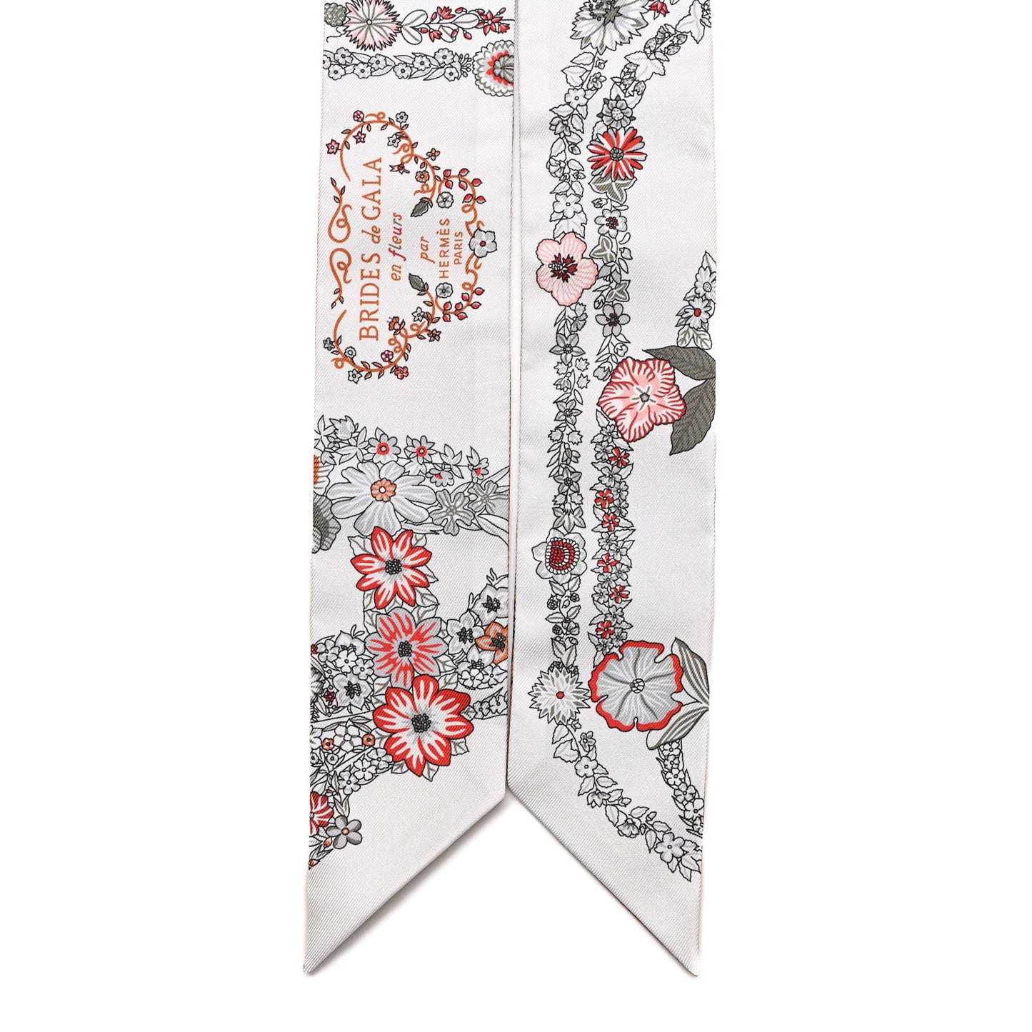 Silk Brides De Gala En Fleurs Twilly White Gris Cuir