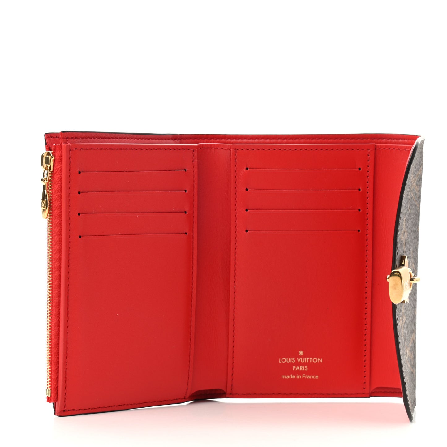 Monogram Flower Lock Compact Wallet Coquelicot