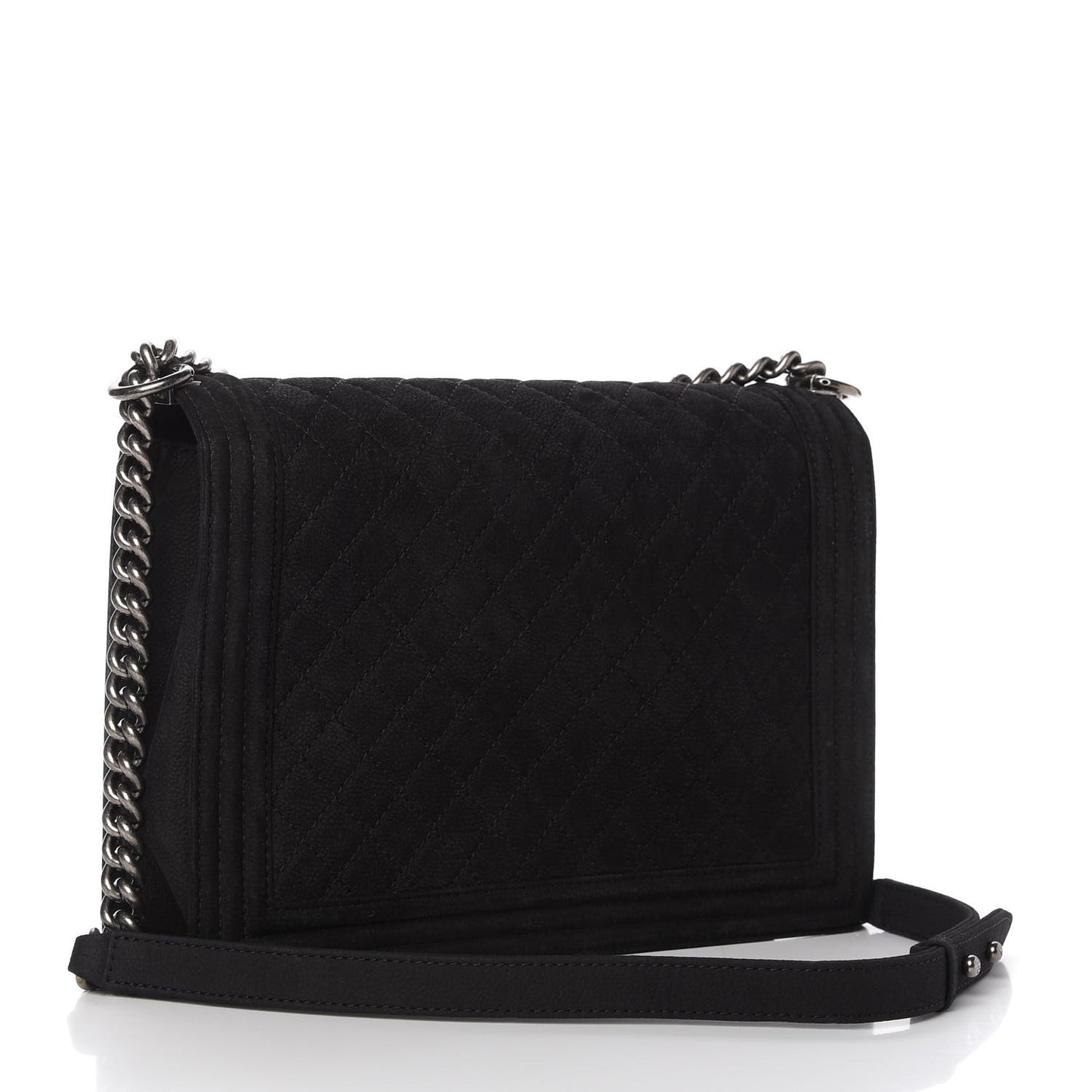Iridescent Caviar Quilted Large Boy Flap Black