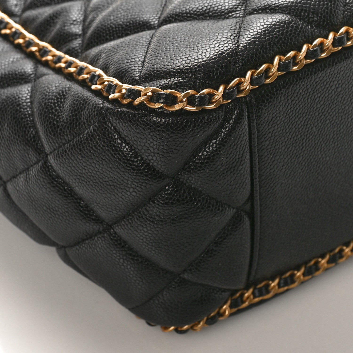 Chanel Caviar Quilted Chain Around Multi Chain Bucket Drawstring Bag Black 7 of 8