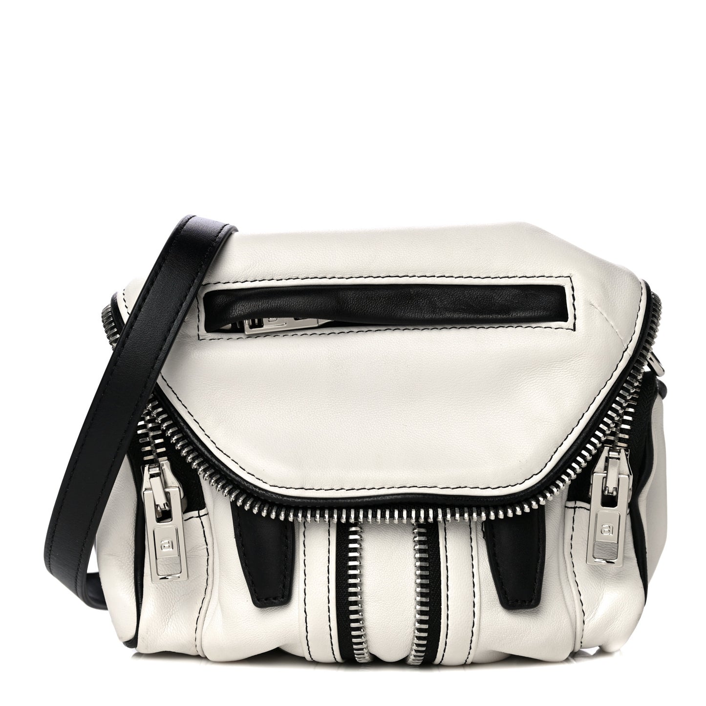 Lambskin Micro Marti Crossbody White Black