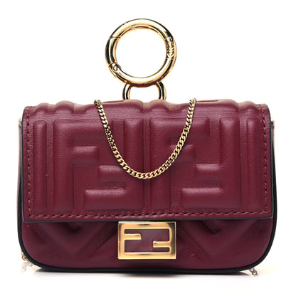 Fendi Nappa Matisse FF Embossed Nano Baguette Charm Barolo 1 of 7