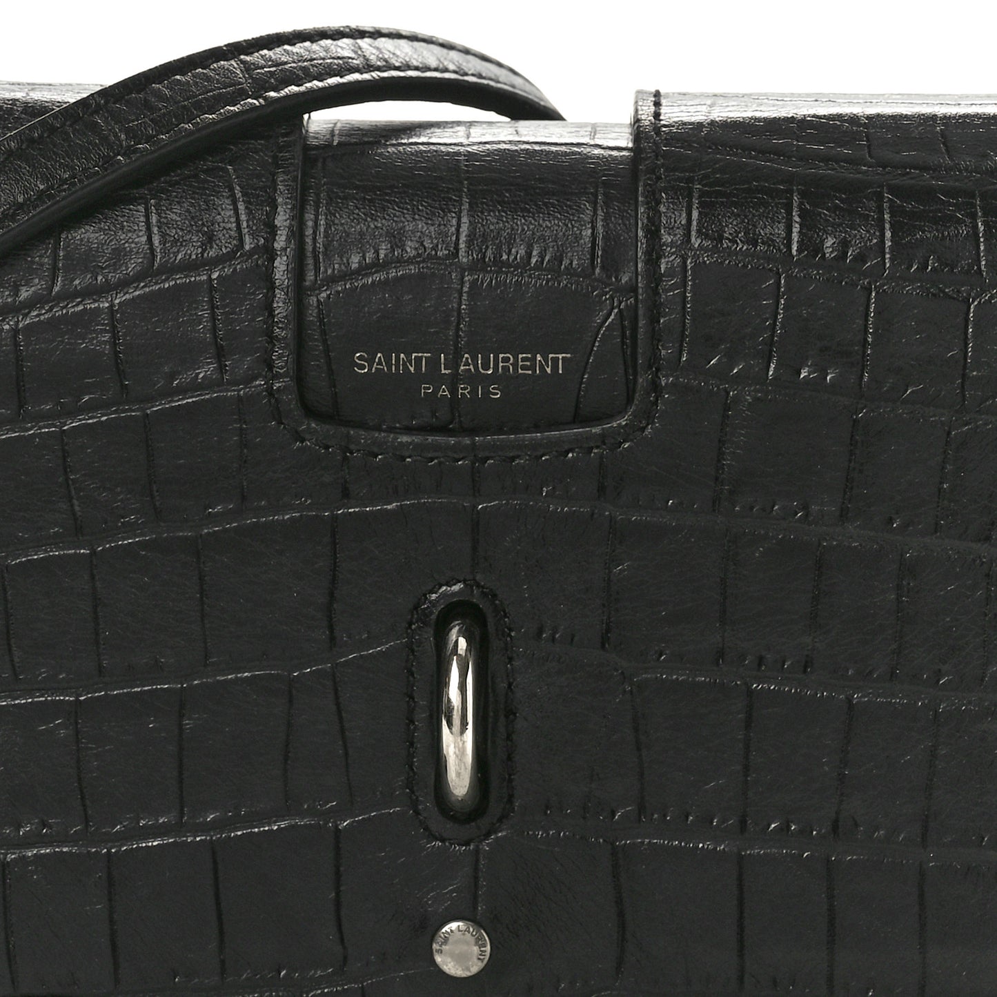 Crocodile Embossed Toy Charlotte Messenger Bag Black