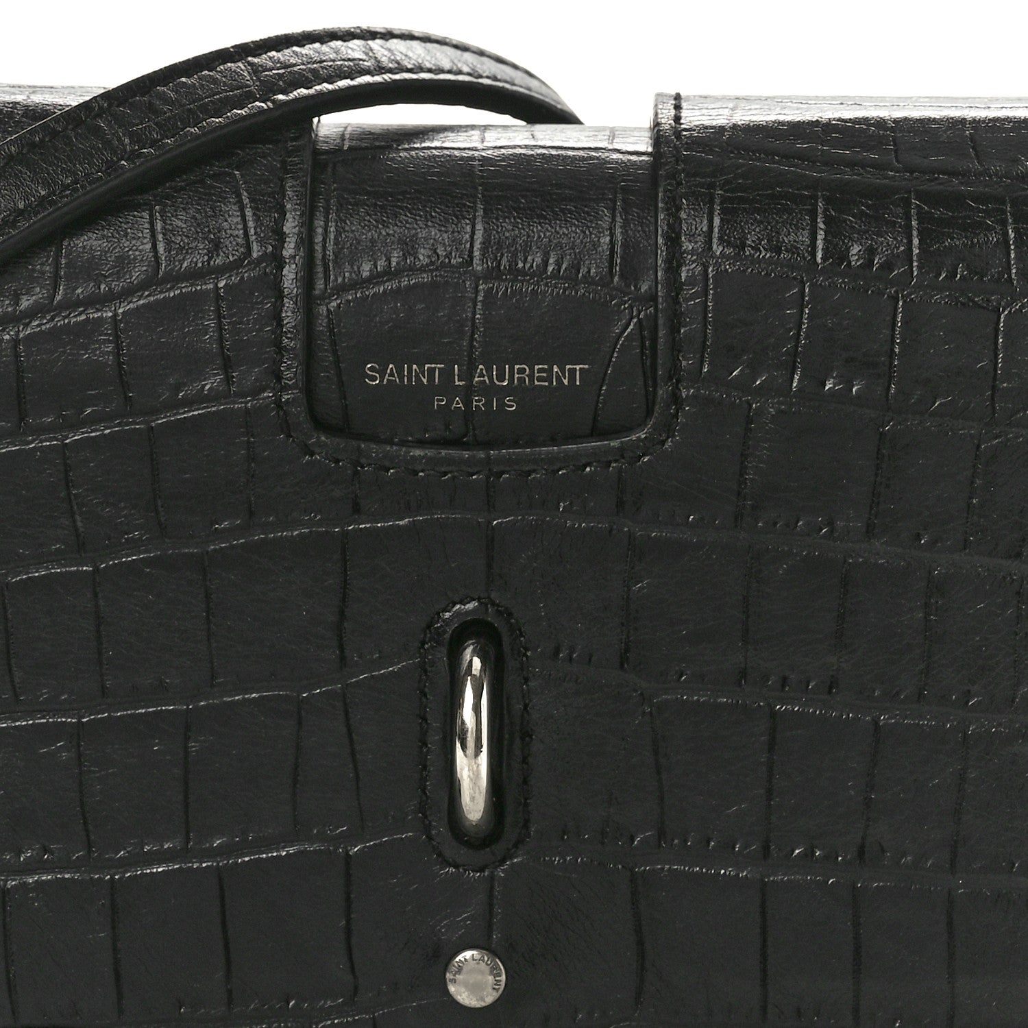 Saint Laurent Crocodile Embossed Toy Charlotte Messenger Bag Black 7 of 9