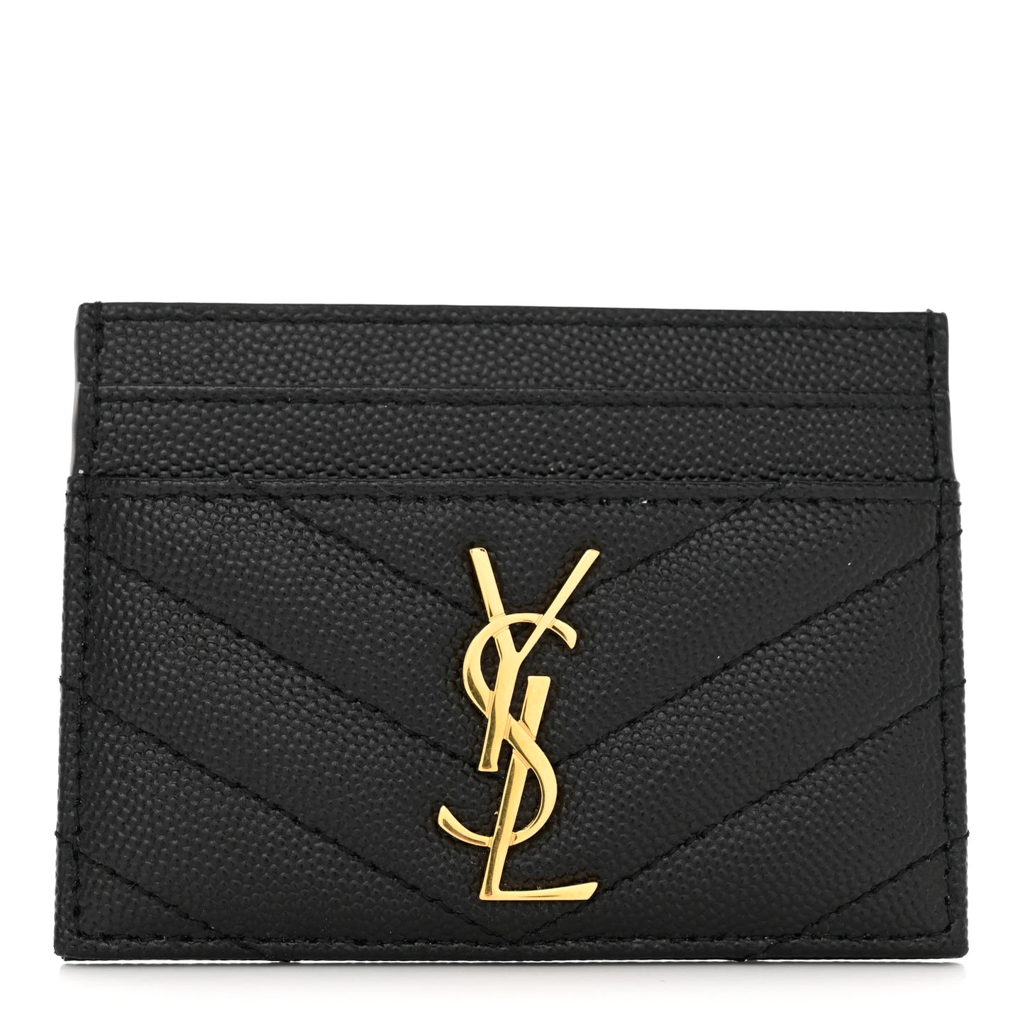 Grain De Poudre Matelasse Chevron Monogram Credit Card Case Black