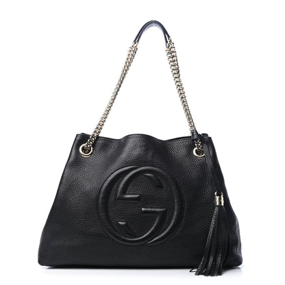 Gucci Pebbled Calfskin Medium Soho Chain Shoulder Bag Black 1 of 8