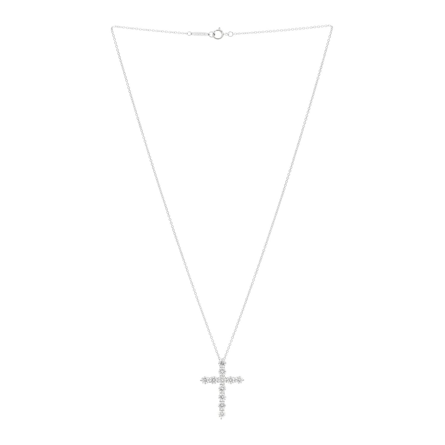 Platinum Diamond Large Cross Pendant Necklace