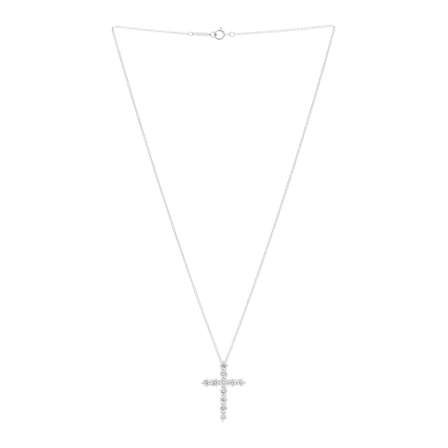 Tiffany Platinum Diamond Large Cross Pendant Necklace 3 of 6