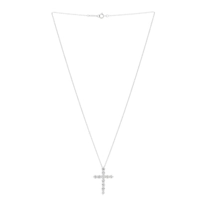 Tiffany Platinum Diamond Large Cross Pendant Necklace 3 of 6