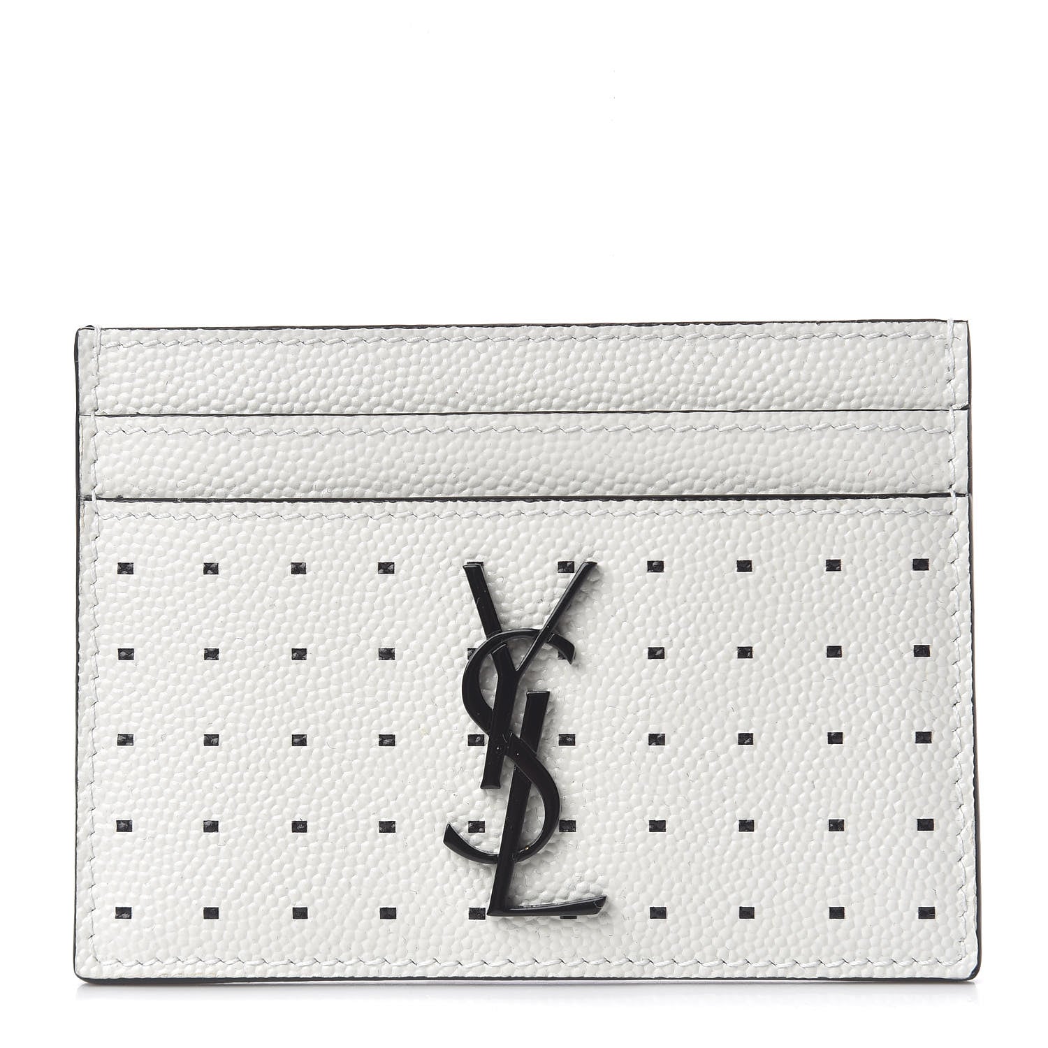 Saint Laurent Grain De Poudre Geo Print Card Case White Black 1 of 8
