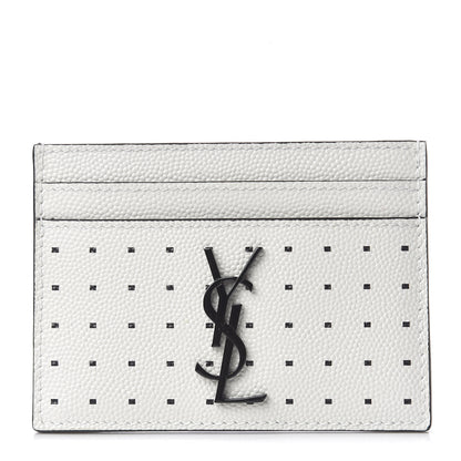 Saint Laurent Grain De Poudre Geo Print Card Case White Black 1 of 8