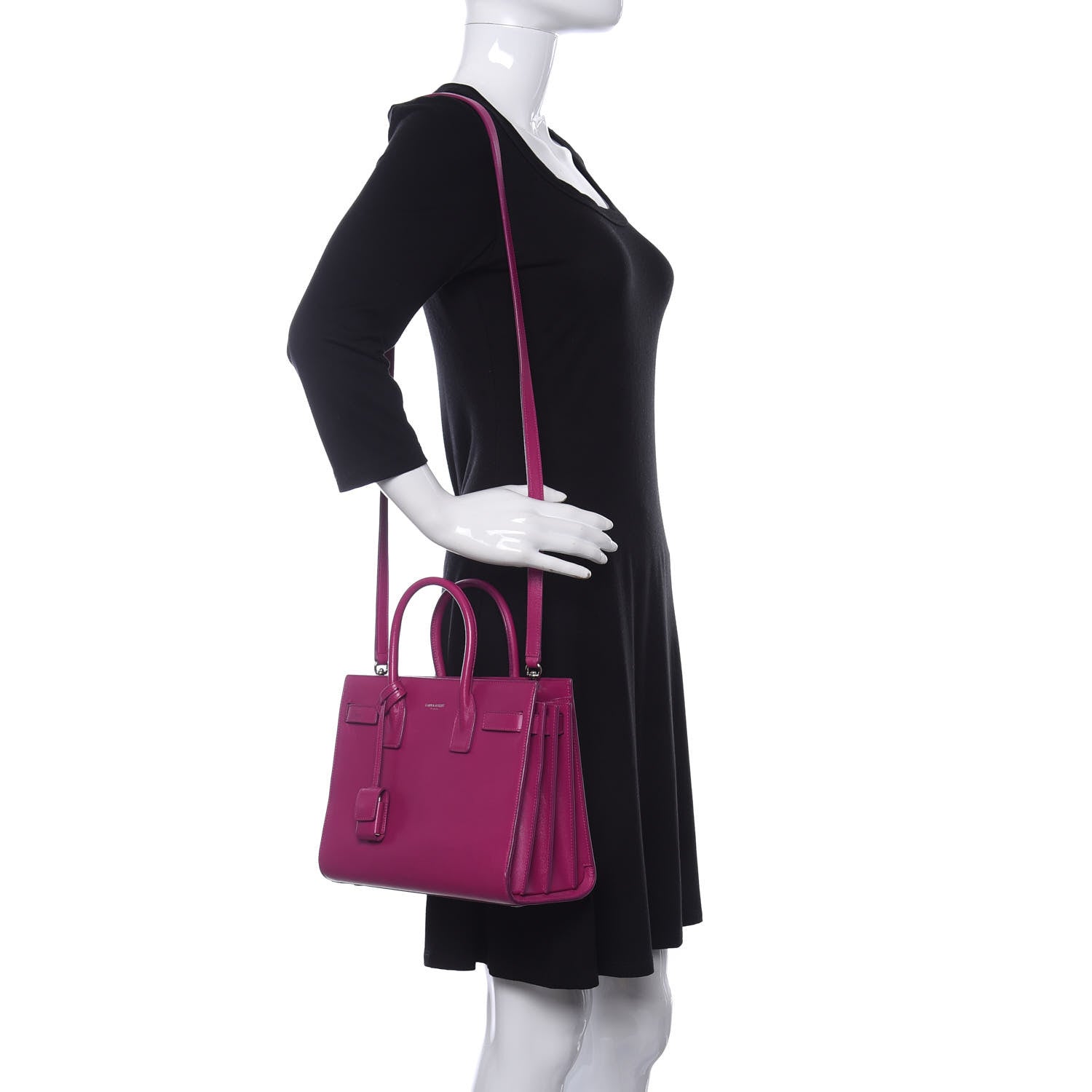 Saint Laurent Calfskin Baby Sac De Jour Fuchsia 2 of 12
