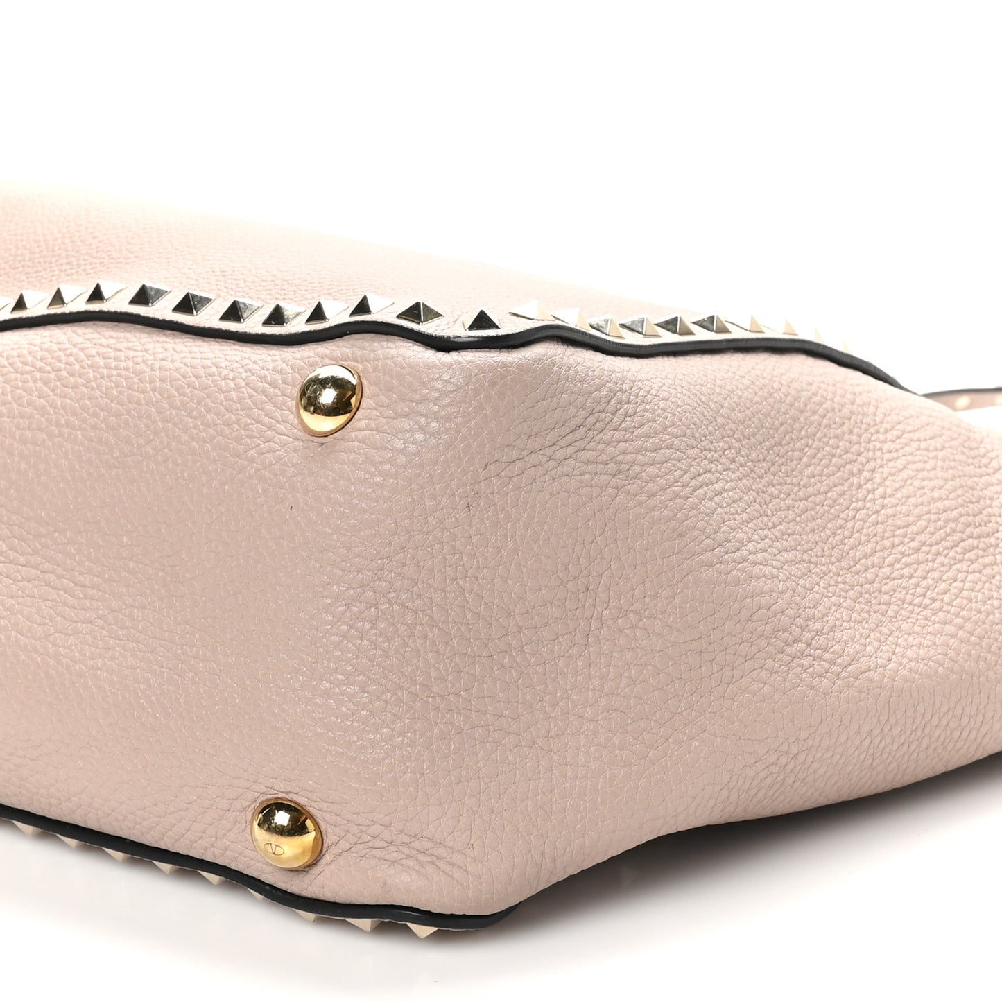 Pebbled Calfskin Medium Rockstud Tote Poudre