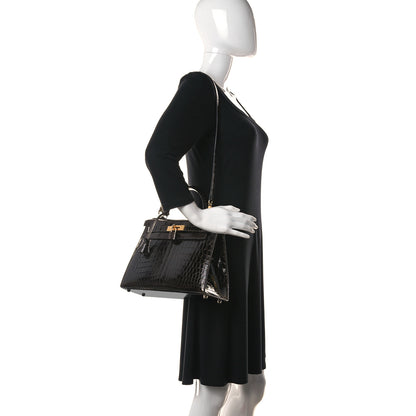 Hermes Shiny Niloticus Crocodile Kelly Sellier 28 Macassar 2 of 38