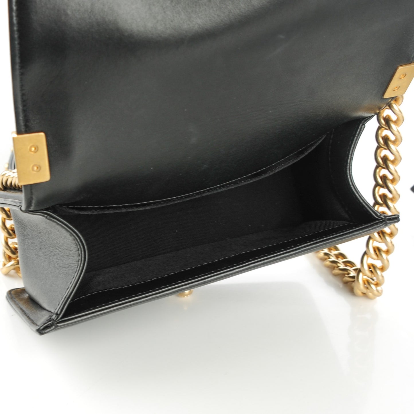 Lambskin Quilted Small Boy Flap Black