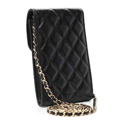 Chanel Caviar Quilted Crystal CC Airpods Pro and Phone Case With Chain Black 3 of 13