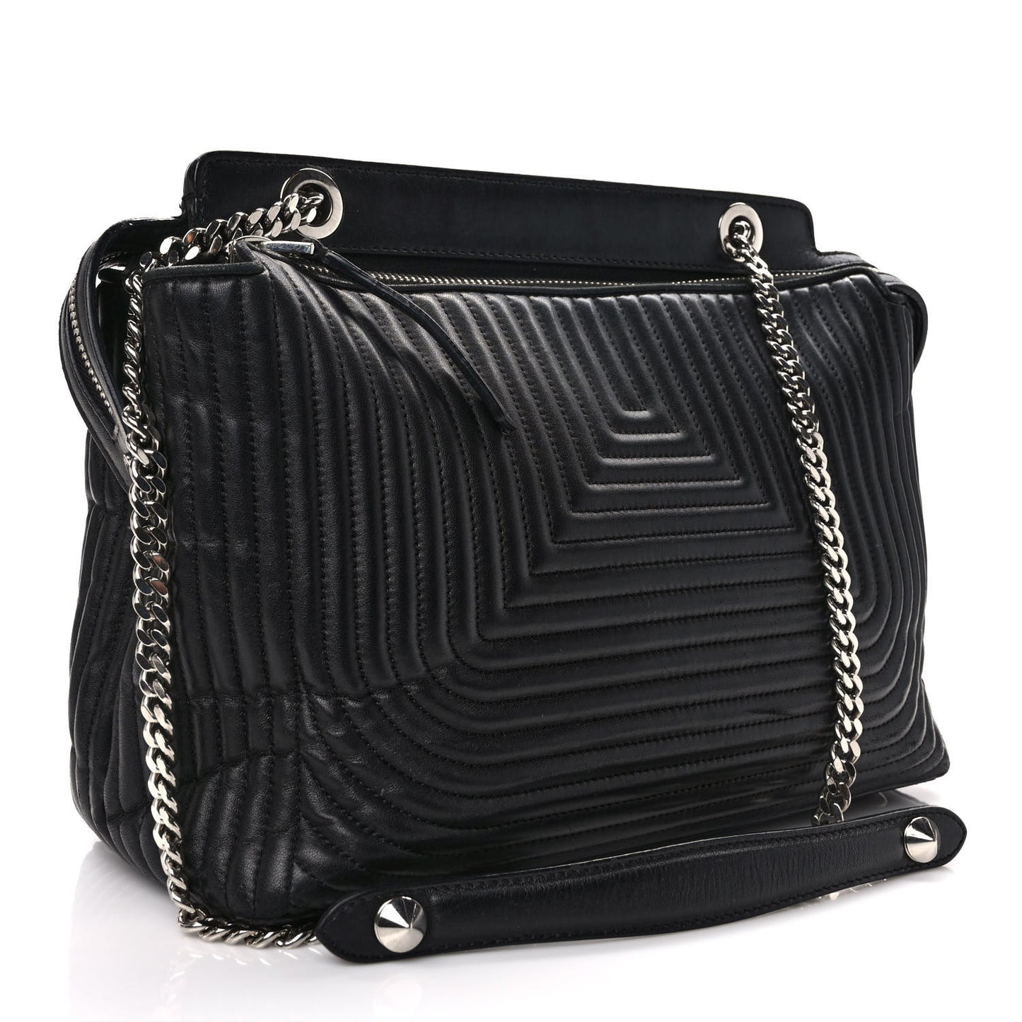 Shiny Nappa Trapuntata DotCom Chain Satchel Black