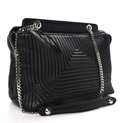 Fendi Shiny Nappa Trapuntata DotCom Chain Satchel Black 3 of 12