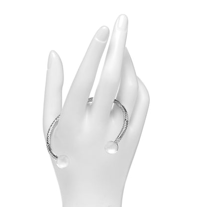 Tiffany Sterling Silver Textured Barbell Cuff Bracelet 2 of 4