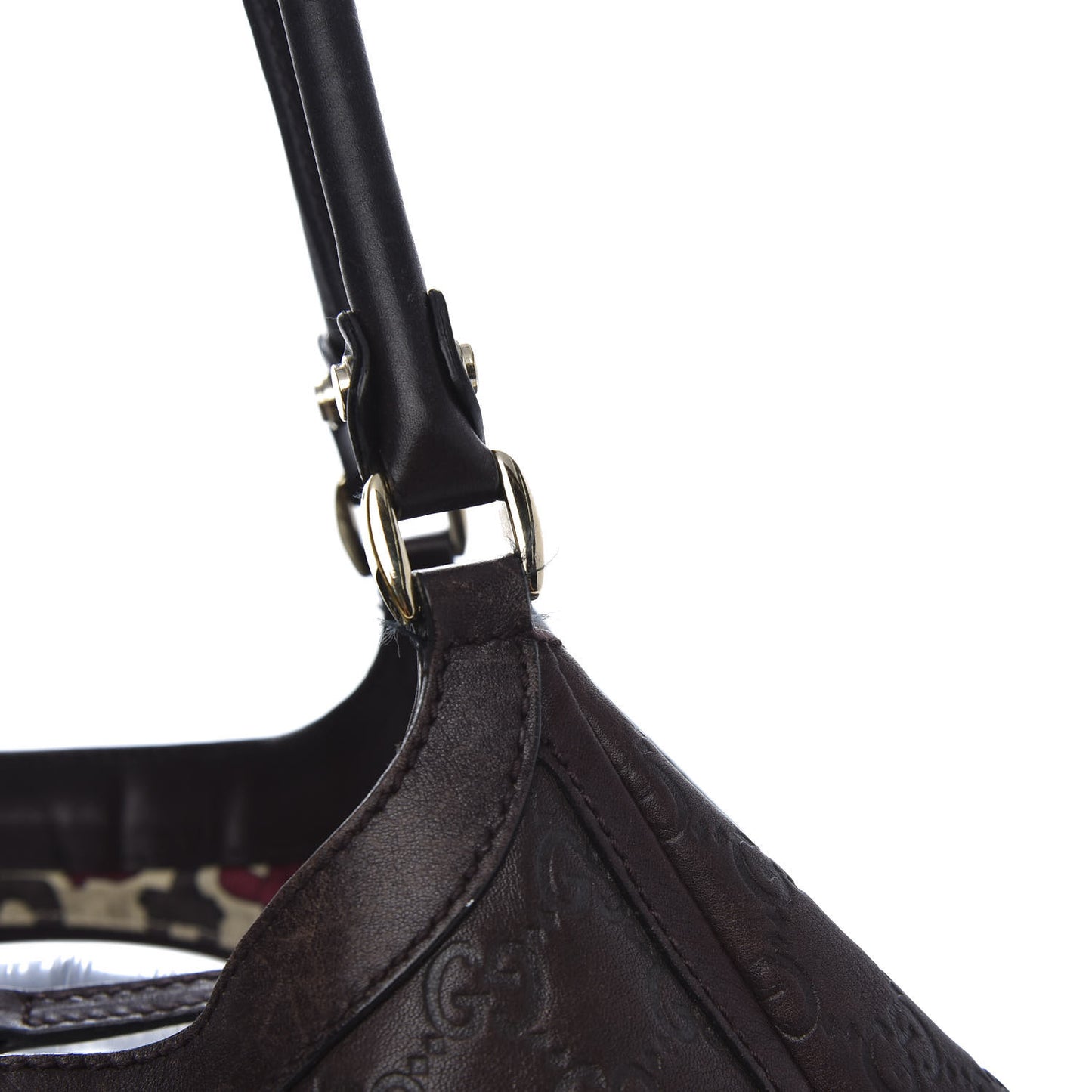Guccissima Large D Gold Ring Shoulder Bag Chocolate
