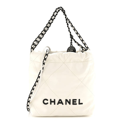 Chanel Shiny Calfskin Quilted Mini Chanel 22 White Black 1 of 11