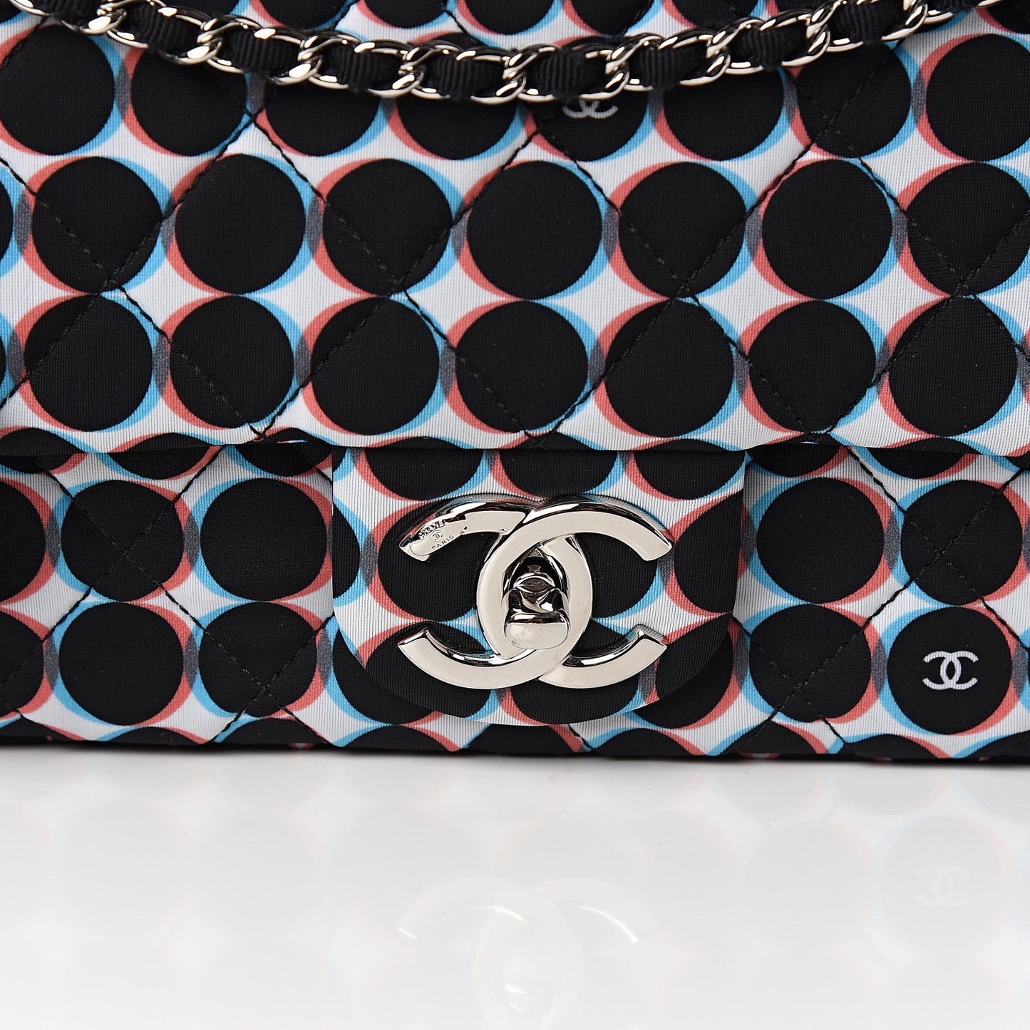 Nylon Printed Medium Single Flap Black White