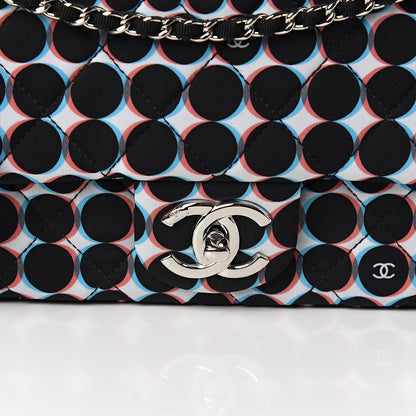 Chanel Nylon Printed Medium Single Flap Black White 9 of 9