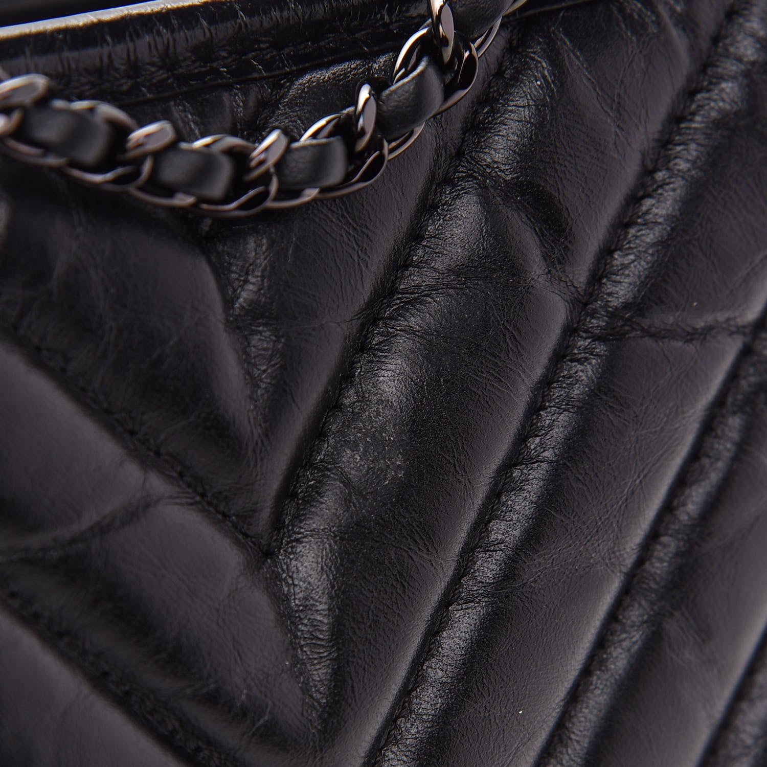 Chanel Aged Calfskin Chevron Quilted Small Gabrielle Hobo So Black 11 of 18