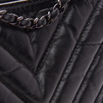 Chanel Aged Calfskin Chevron Quilted Small Gabrielle Hobo So Black 11 of 18