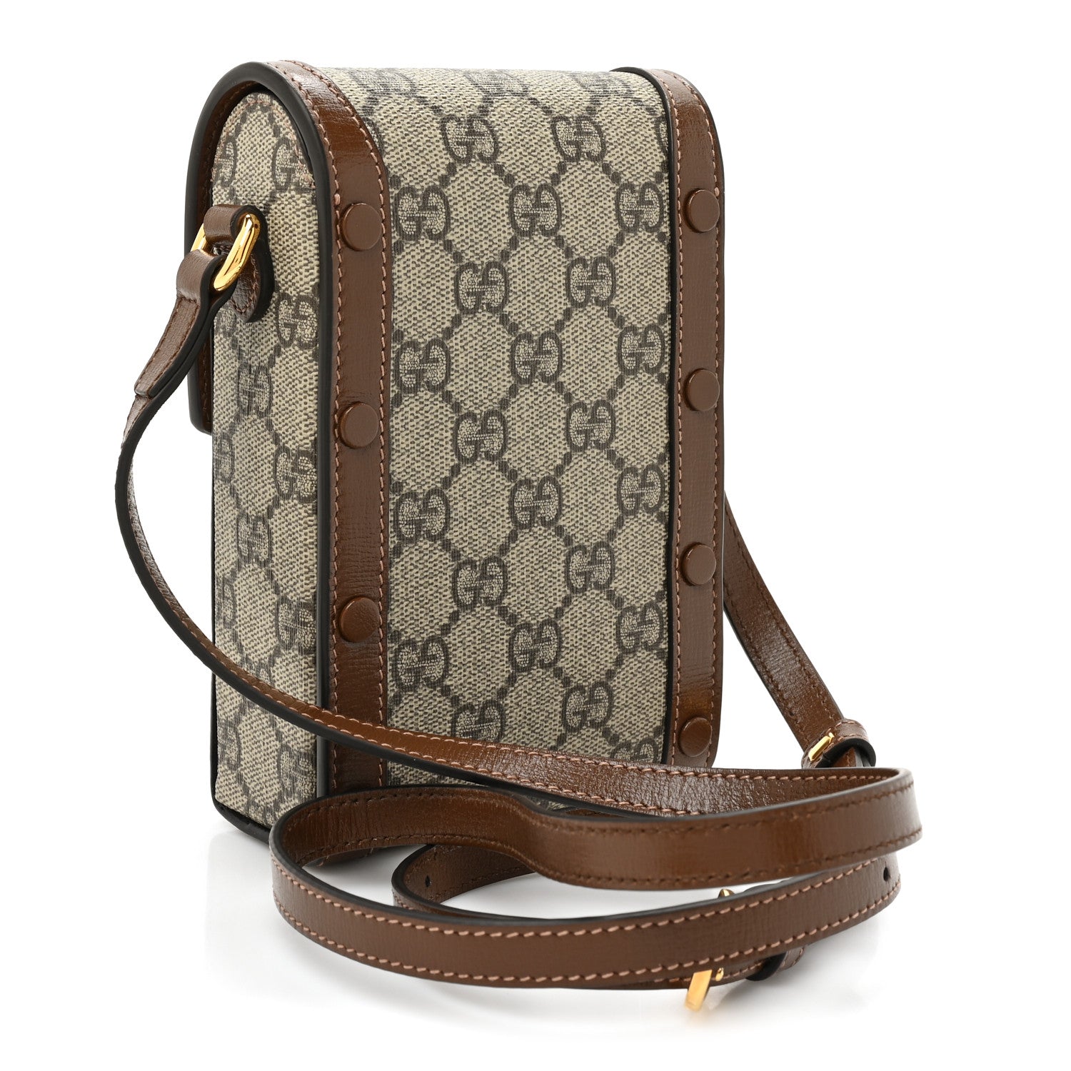 Gucci GG Supreme Monogram Mini Horsebit 1955 Crossbody Bag Beige Brown Sugar 3 of 9