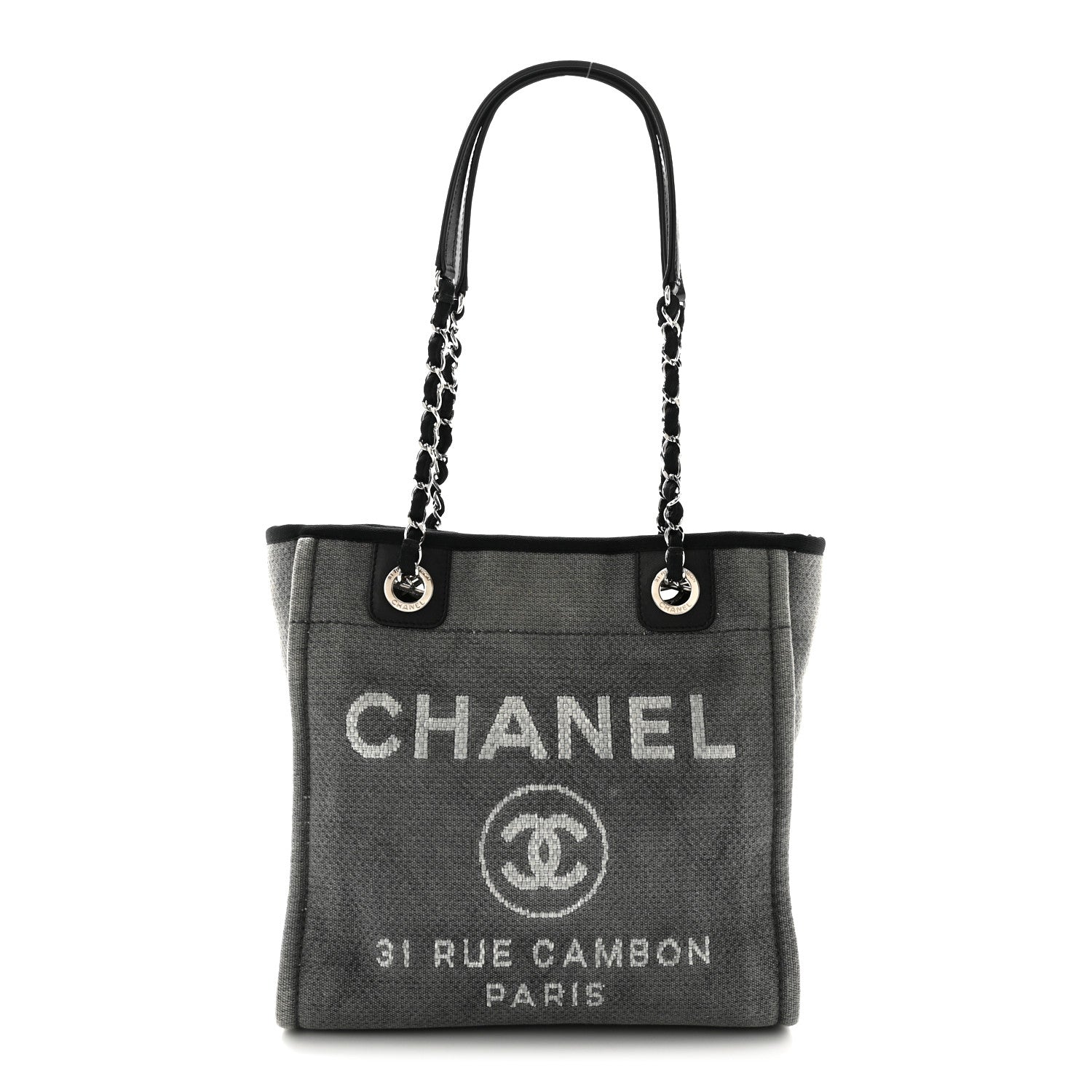 Chanel Canvas Mini Deauville Tote Dark Grey 1 of 12