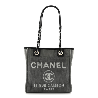 Chanel Canvas Mini Deauville Tote Dark Grey 1 of 12