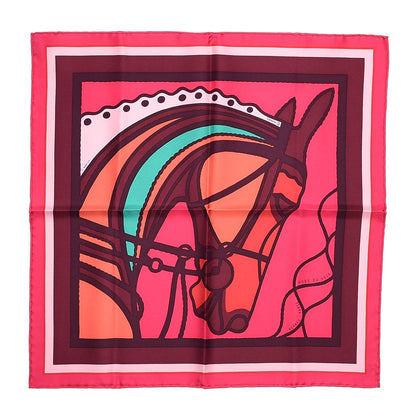 Hermes Silk Robe Du Soir Pop Pocket Square Rose Indien Rouge Vert 1 of 5