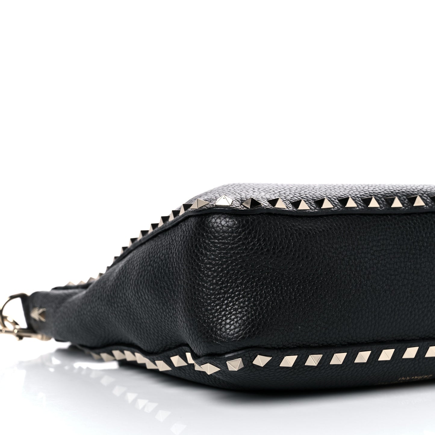 Pebbled Calfskin Large Rockstud Flip-Lock Messenger Bag Black