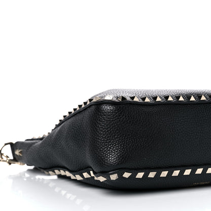 Valentino Garavani Pebbled Calfskin Large Rockstud Flip-Lock Messenger Bag Black 7 of 8