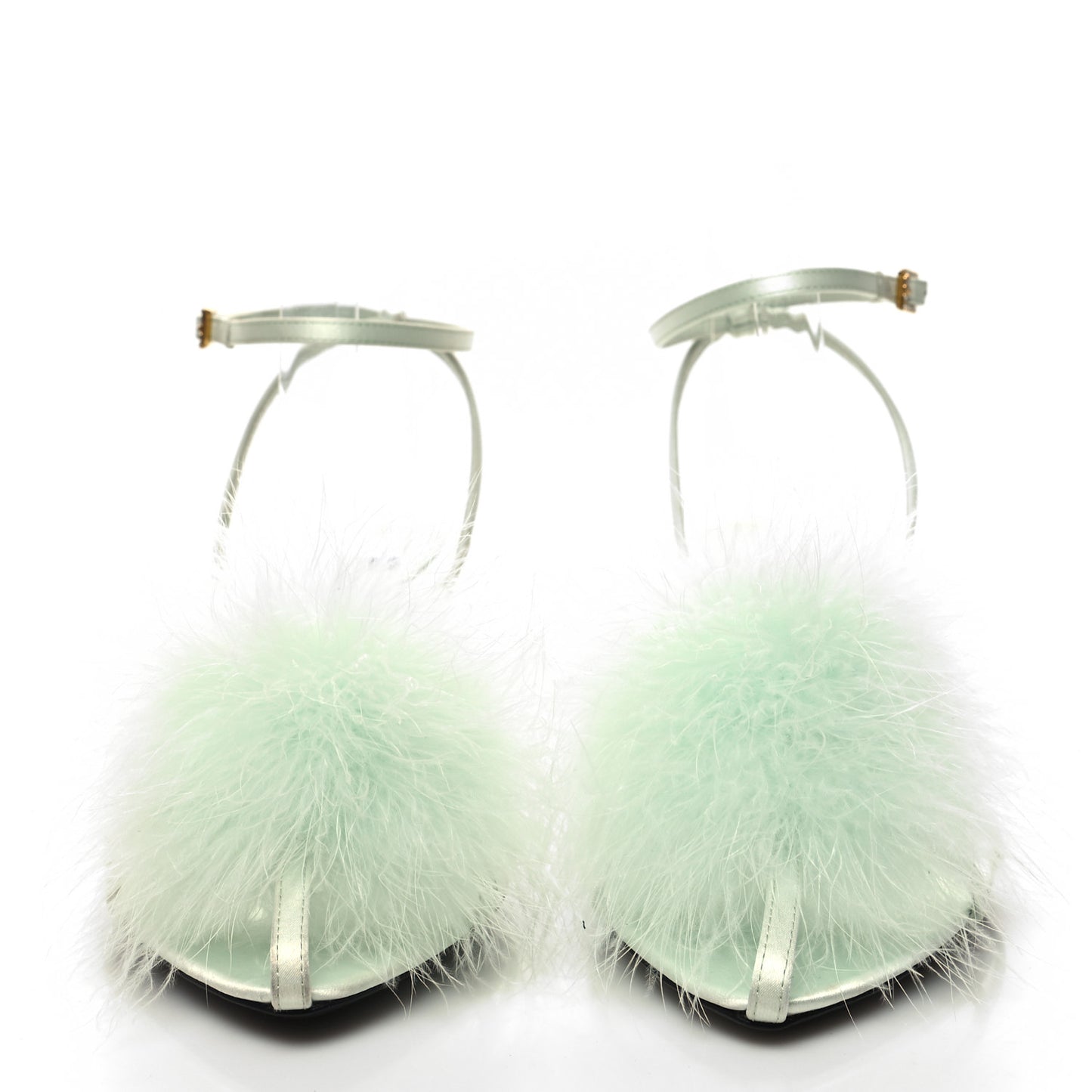 Cepe Satin Mae Feathered Sandals Slight 40 Green