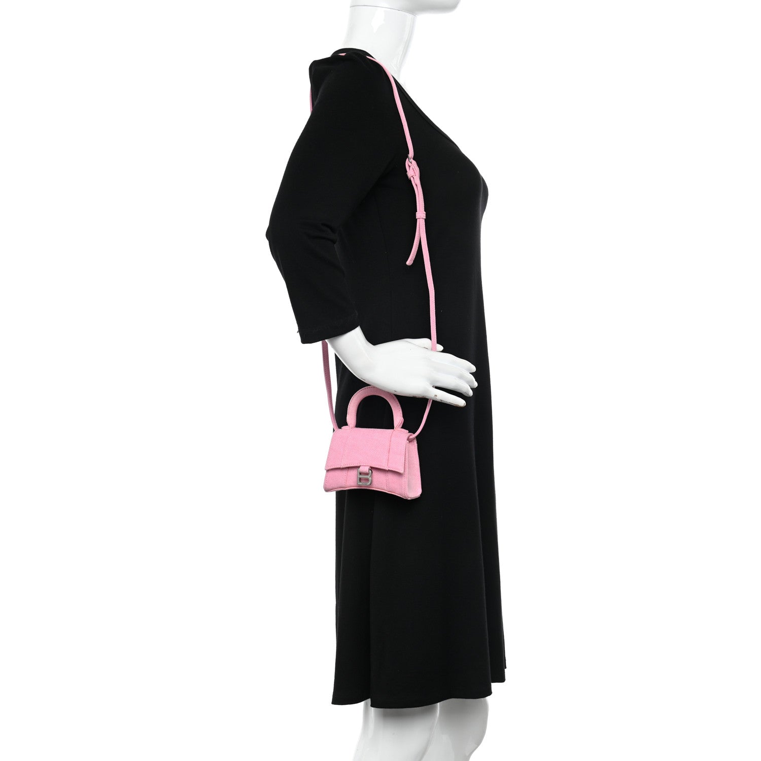 Balenciaga Washed Denim Hourglass Top Handle Bag Mini Denim Pink 2 of 14